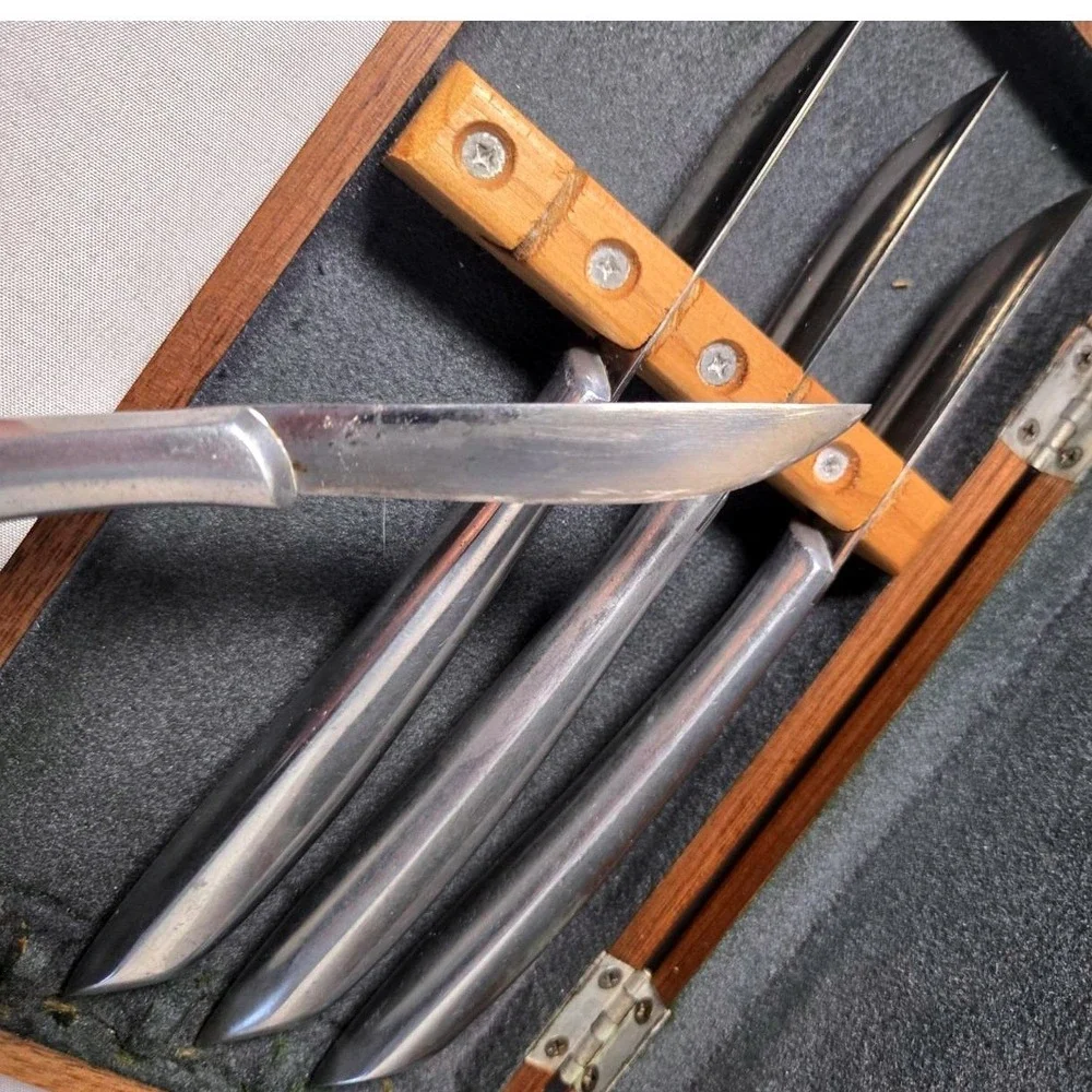Murphy Blades Handmade Steak Knife Set of 4 Stainless Steel with Walnut Wood Box